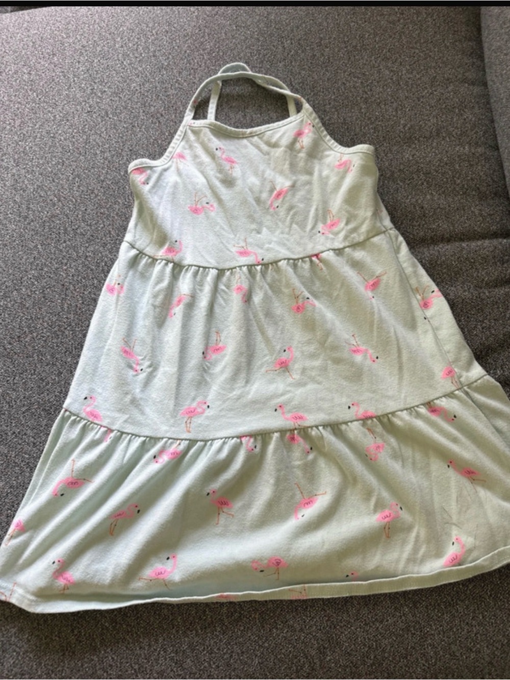 Cat & Jack Mint Green Flamingo Tiered Halter Sundress